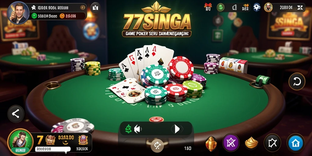 Tangkapan layar dari gameplay seru dalam permainan Poker di 77SINGA.