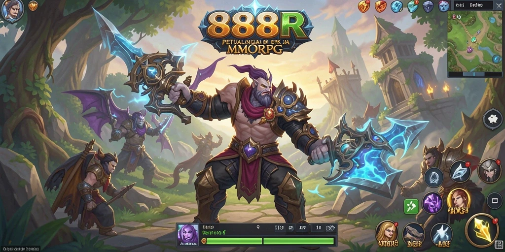 Tangkapan layar utama permainan MMORPG 888R dengan aksi seru.
