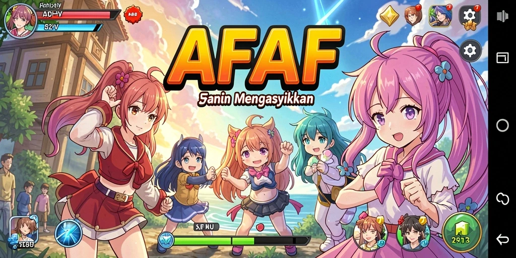 Tampilan gameplay AFAF yang penuh warna dan dinamis.