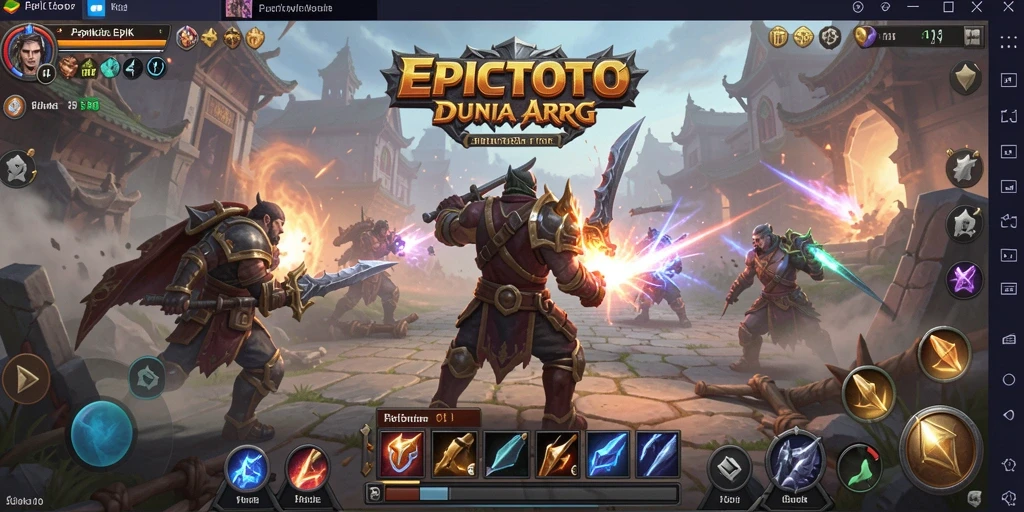 Screenshot EPICTOTO menampilkan aksi pertarungan yang intens di dunia fantasi.