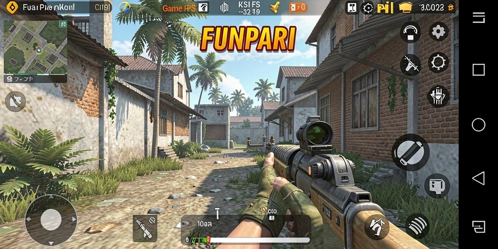 Tampilan gameplay menarik dari FUNPARI dengan aksi FPS intens.