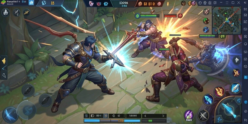 Screenshot menunjukkan aksi seru di pertempuran MOBA.