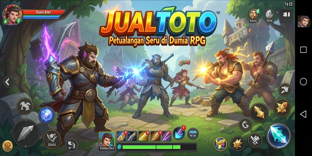 Tampilan menarik dari gameplay RPG JUALTOTO dengan pertempuran yang seru.