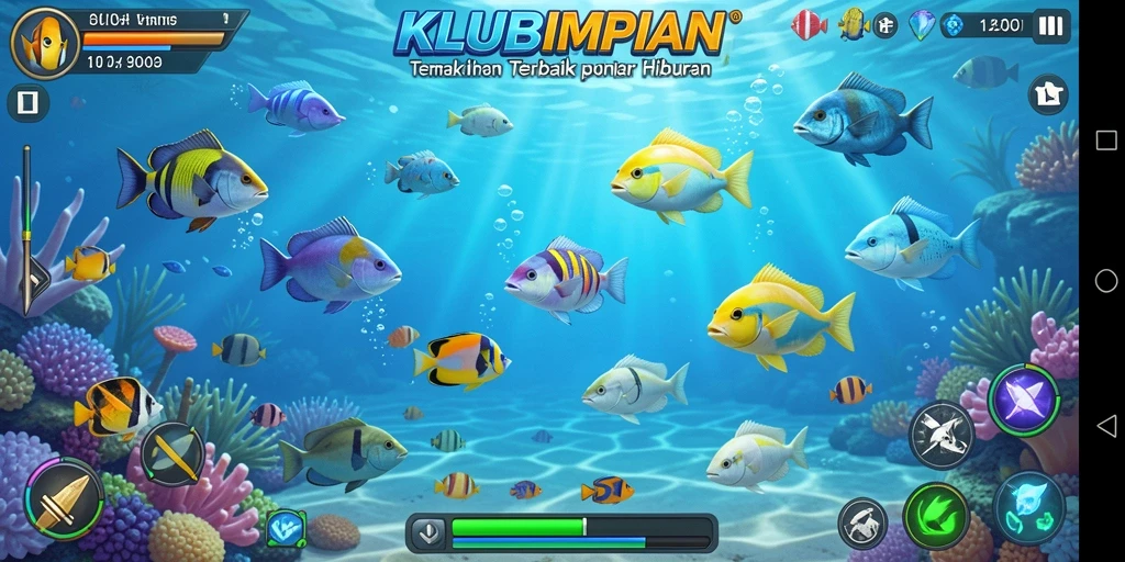 Screenshot gameplay KLUBIMPIAN yang menampilkan aksi tembak ikan.
