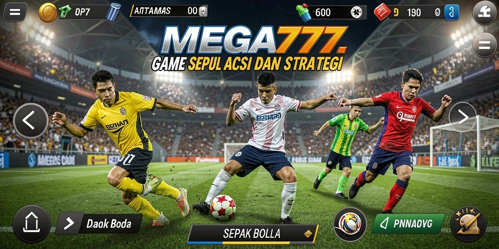Tampilan gameplay MEGA777 yang penuh aksi dan strategi sepak bola.