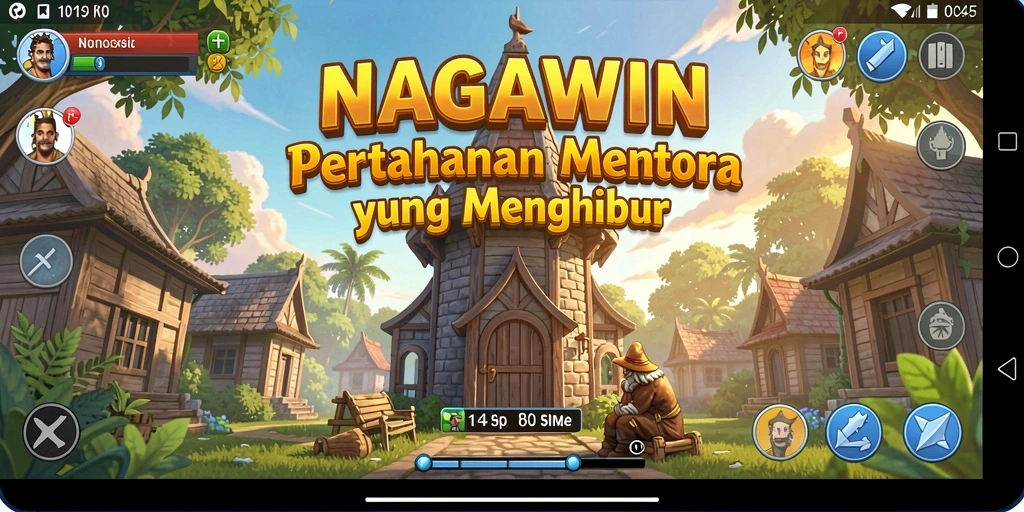 Screenshot gameplay NAGAWIN menampilkan strategi Tower Defense yang mengasyikkan.