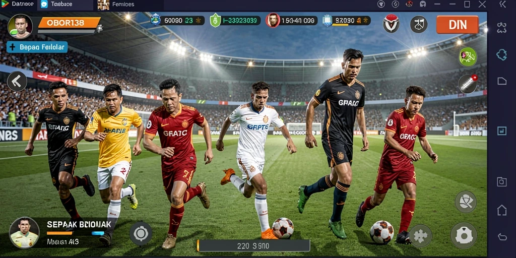 Tampilan gameplay OBOR138 menampilkan aksi seru sepak bola yang mendebarkan.