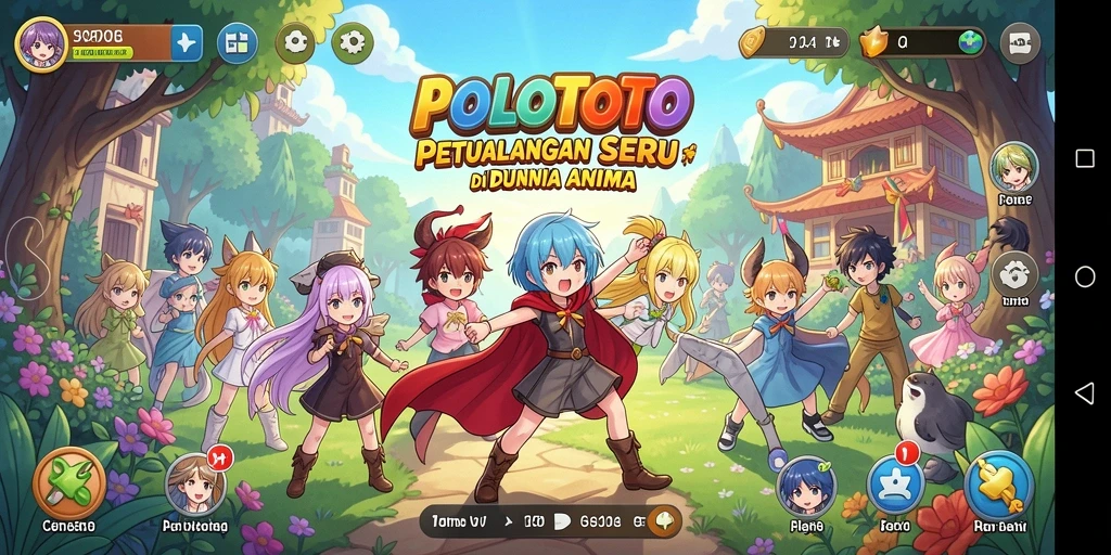 Screenshot gameplay POLOTOTO menampilkan aksi karakter anime yang seru.