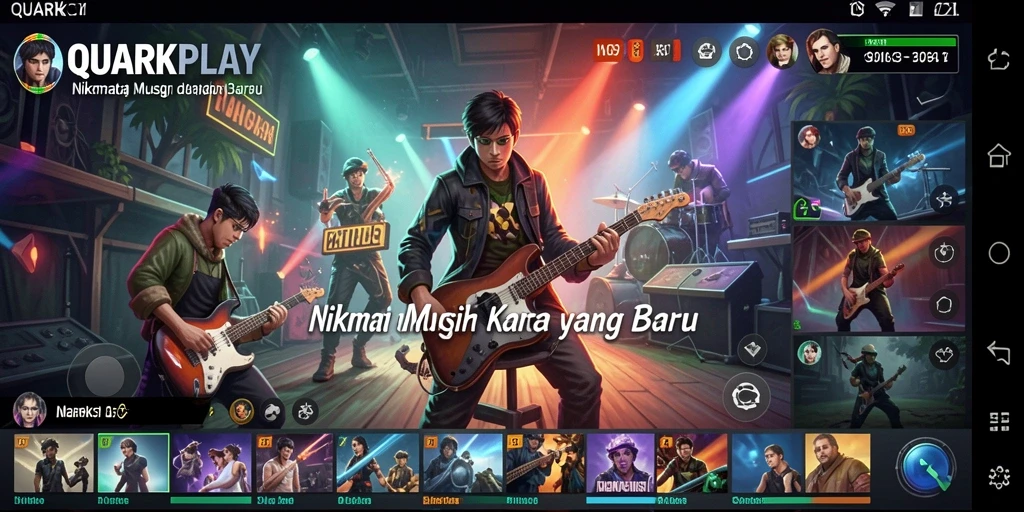 Tampilan gameplay interaktif dari QUARKPLAY saat menikmati musik.