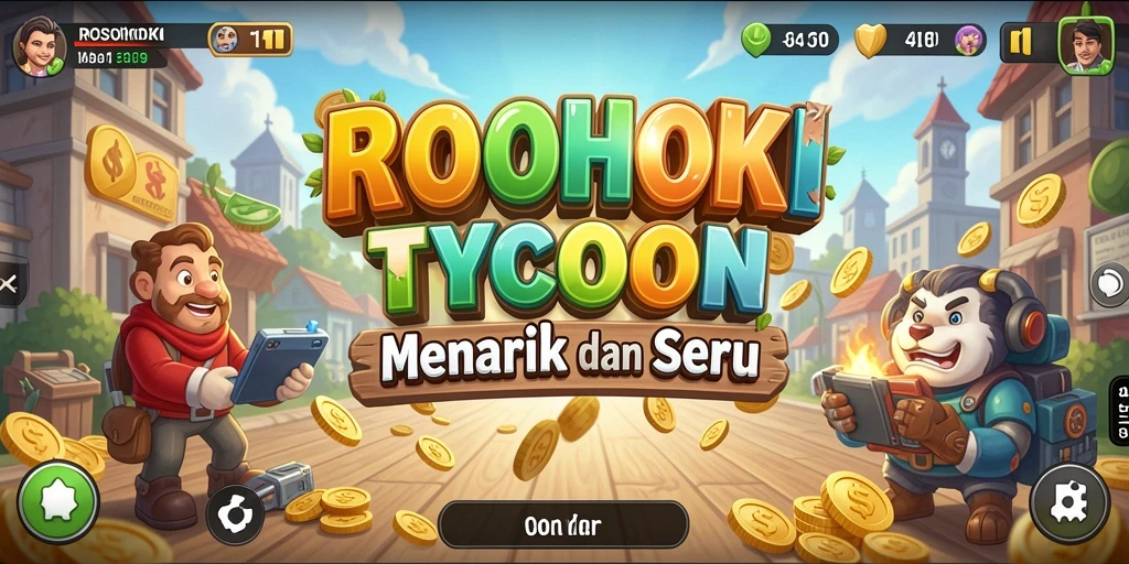 Screenshot gameplay ROSOHOKI menampilkan aksi dinamis dalam membangun kerajaan bisnis.