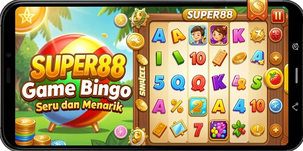 Screenshot gameplay Bingo SUPER88 yang penuh warna dan seru.