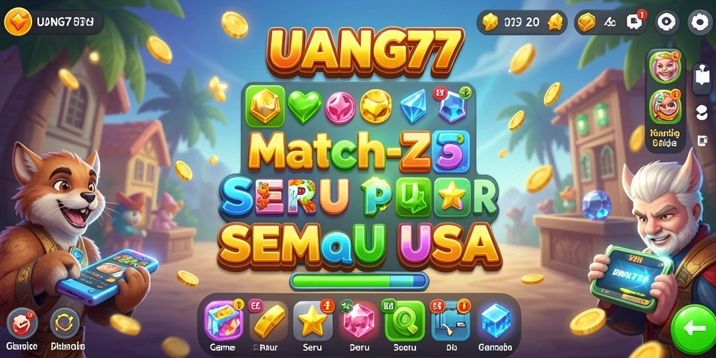 Screenshot gameplay UANG77 menampilkan elemen warna-warni yang menarik dan tantangan Match-3.