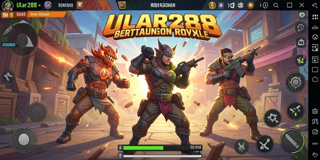 Screenshot gameplay ULAR288 menampilkan pertempuran intens dalam Battle Royale.
