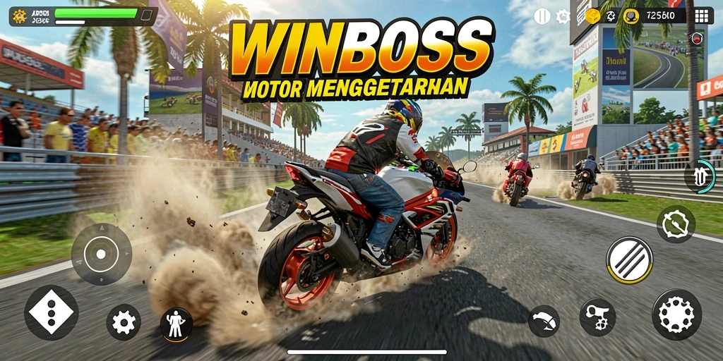 Gameplay balapan motor yang mendebarkan di WINBOSS.